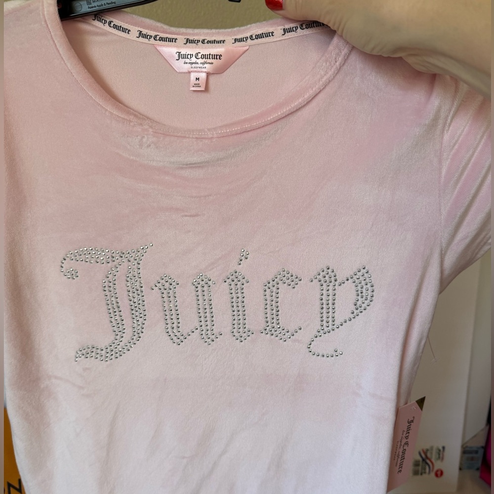 New Juicy Couture Pink Velour Bling Top & Pants 2 Piece Set - Picture 12 of 17